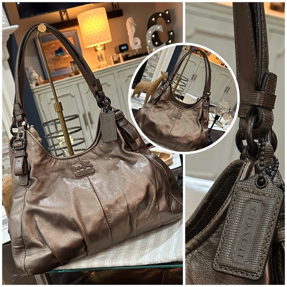 COACH Madison Maggie Shoulder Bag in Metallic Antiqued Bronze, GUC - Picture 3 of 16